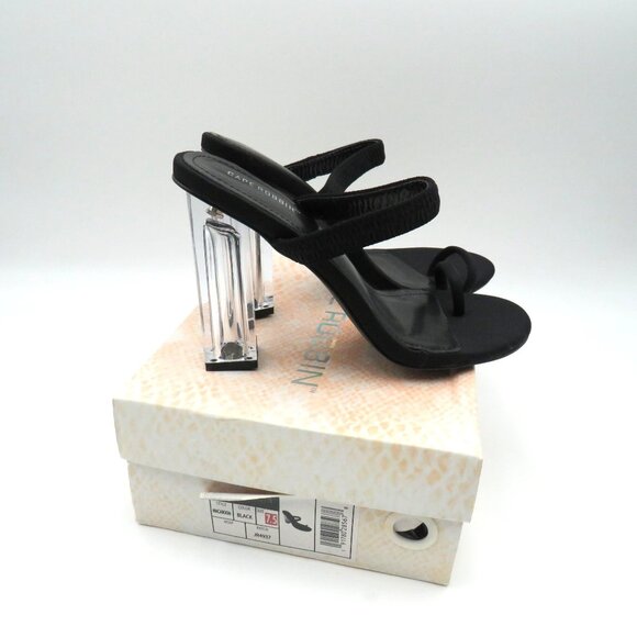 Cape Robbin Shoes Womens Size 7.5 Black 4.5" Clear Block Heel Sandals New in Box - Picture 4 of 10